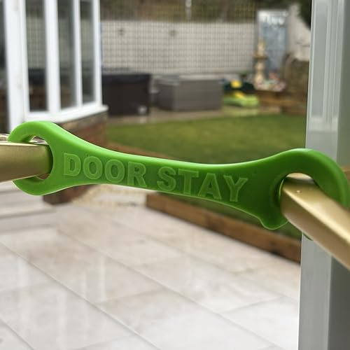 Door Stay® – Hold Open Patio Door Holder – French Door Stay Restraint – For Cats & Dogs – Ventilation Aid – Creates Controlled 18–20 cm Opening (Green)
