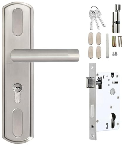 Poignée de porte d ' entrée avec serrure et clés, leviers de sécurité, pièce de quincaillerie antivol de remplacement, installation facile