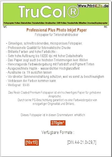 500 Blatt Quick Dry Premium GLOSSY Fotopapier 280g /m² für Tintenstrahldrucker 10,2cmx15,2cm (4 x 6 inch) DIN A6 9600dpi. Schnelltrocknendes, microporöses Fotopapier. Welches unter anderem durch einen großen deutschen Discounter vertrieben wird.