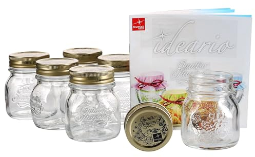 6er Set Einmachglas Original Quattro Stagioni 0,15L incl. Bormioli Rezeptheft