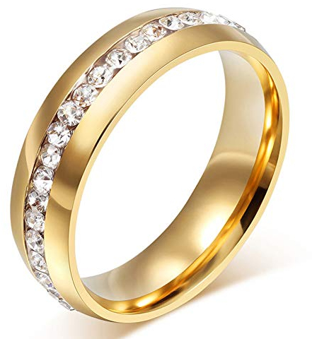 AMDXD Schmuck 18K Vergoldet Gold Partnerringe, Herren Damen Ringe Zirkonia Pave Elegante Polished Hochzeit Ehering