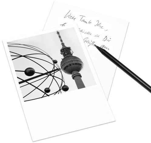5er-Set Postkarte DIN A6 Berlin im Retro-Stil - Motiv: Weltzeituhr