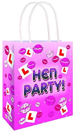 Hen Party L Plate Paper Bags With Handles - Pack of 6