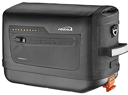 Ibera Bike Trunk Bag - PakRak Clip-On Quick-Release Waterproof Bicycle Commuter Bag (Black)
