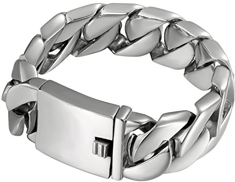 OIDEA Herren Armband Panzerkette Silber: Panzerkette Armkette aus Edelstahl 24mm breit Biker Armreif Panzerarmband Handgelenk Geschenk für Männer Junge