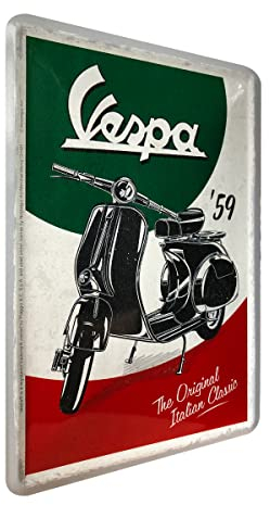 Nostalgic-Art Retro Blechpostkarte, 10 x 14 cm, Vespa – The Italian Classic – Geschenk-Idee für Roller-Fans, Original Lizenzprodukt (OLP), Postkarte aus Metall, Mini-Blechschild als Grußkarte