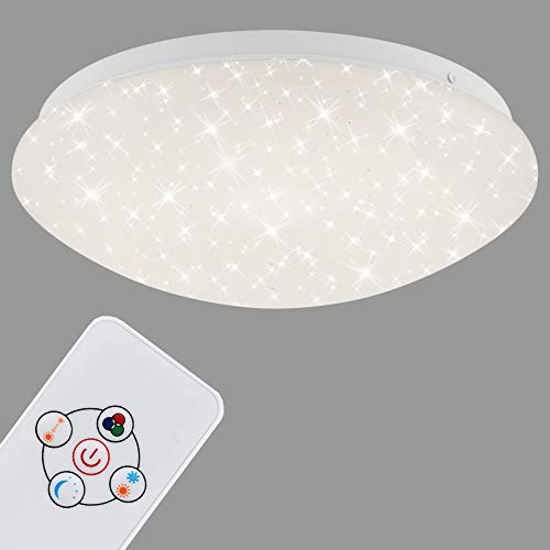 Briloner Leuchten – LED Deckenleuchte mit Fernbedienung, Farbwechsel-Option, Nachtlichtfunktion, dimmbar,10 Watt, 700 Lumen, Ø26 cm, Weiß