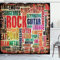 ABAKUHAUS Musik Duschvorhang, Musik Rock 'n' Roll-Plakat, Stoffliches Gewebe Badezimmerdekorationsset mit Haken, 175 x 240 cm, Blasser Rost Mehrfarbig