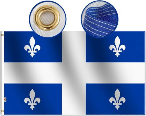 rhungift Quebec-Flagge, beschichtetes Nylon, kanadische Province-Flagge, 76,2 x 152,4 cm, Blau, Rechteckig, Patriotisch, Indoor and outdoor display