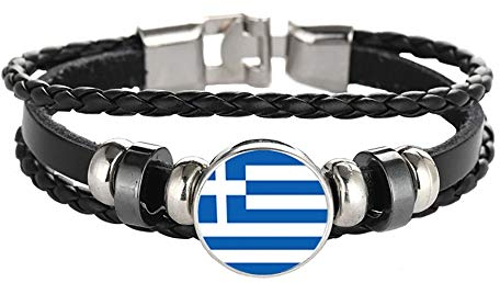 Griechenland Flagge geflochtenes Armband Leder Kette Kristall Armband Souvenir, Mode handgefertigte Armband für Mann & Frau besonderes Tagesgeschenk