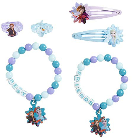 Disney Frozen 2 Best Friends Accessory Set, Includes: 2 Bracelets, 2 Rings, 2 Hair Snap Barrettes