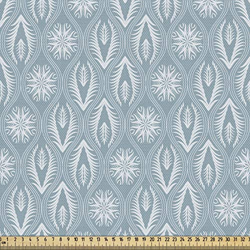 ABAKUHAUS Abstrakt Gewebe als Meterware, Japanische Blumenmuster, Schön Gewebten Stoff für Polster und Wohnaccessoires, 1M (148x100cm), Blasser Teal