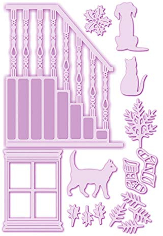 Troqueles de Navidad para ventana de escalera, perros, gatos, hojas de Navidad, para hacer tarjetas, álbumes de recortes, tarjetas de felicitación, troqueles, troqueles, para manualidades,