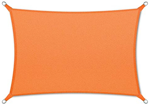 Floordirekt Voile d'ombrage déperlante, 5 x 7 m, orange, rectangulaire, pour jardin, terrasse et balcon, anti-UV et résistant aux intempéries