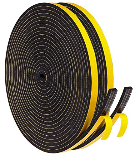Dichtungsband Selbstklebend für Türen Fensterdichtung 6mm(B) x 3mm(D)/20m(L) Schaumstoff Klebeband Gummidichtung Gegen Kalte Zugluft/Anti-Kollision/Schalldichter/Wasserdichter/Staubdicht Schwarz