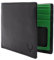 PELLE TORO Handmade Super Slim Men's Wallet, Handmade with Napa Leather, RFID Blocking Wallet, 9 Card Slots & ID Window (Charcoal Black & Emerald Green)