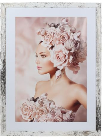 IDEAL TREND Bilderrahmen Holz Rahmen Plexi Acryl Collage Wanddeko Poster quadratisch S215: Farbe: Shabby-Weiß | Format: 50x70