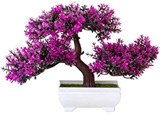 Artificial Plants Flowers BONSAI TREE Succulent Decoration ECO FRIENDLY Plastic Small Ornament REAL LOOK Bedroom Bathroom Kitchen Desk window Sill Pots decoration (Red Lotus)