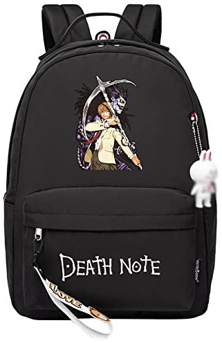 jiminhope Death Note Rucksack Anime Pochita Print Kleiner Anhänger Reißverschluss Reiserucksack Niedliche Cartoon Student Tasche für Jungen Mädchen