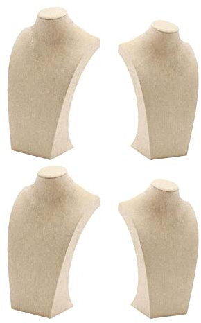 Sharplace 4 Stück Schmuckbüste, Halskette Schmuck Display, Linen Necklace Bust Display Pendant Jewelry Holder Organizer für Store Zuhause Schmuck Aufbewahrung und Präsentation