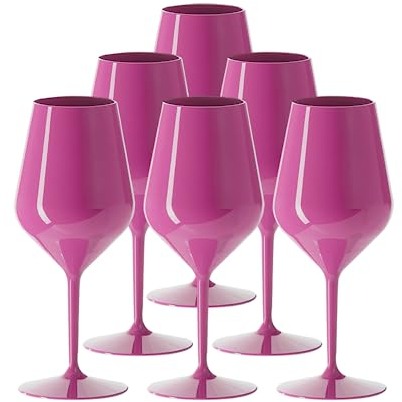SPARKLERS CLUB Verre à Vin Wine Cocktail INCASSABLE 47cl couleur Rose - Lot de 6 - Verre Incassable en TRITAN, Réutilisable 350 Lavages, Prise en Main facile, Verre pour soirée et évènements