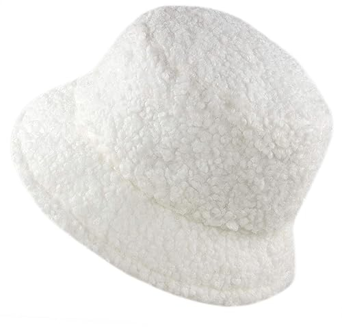 Badekappe Lustig Erwachsene Anglerhut Damen Fell Frauen Winter Eimer Hut Vintage Cloche Hüte Warme Faux Wolle Outdoor Kappe Fischerhut Mit Nackenschutz Jungen Lustiger Hut Herren (White, One Size)