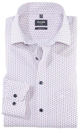 OLYMP Herren Businesshemd Regulär Geometrisch 127144 | Hemd, Manschette, Modern Fit, 100%Baumwolle