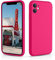 CALOOP Slim-Fit for iPhone 11 Case,Skin Soft Liquid Silicone,Sturdy Hard Frame Shockproof Cover with Anti-Scratch Microfiber Lining,Full Protection for Screen and Lens,6.1 inch(Hot Pink)