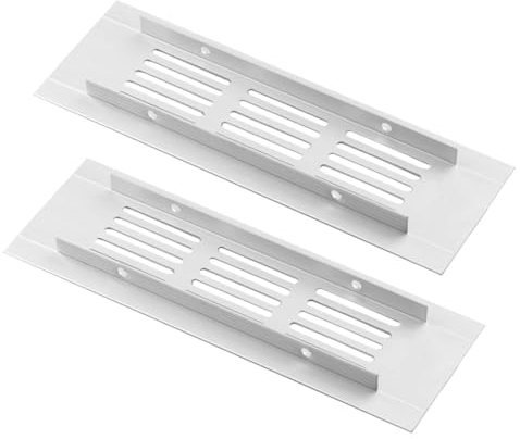 ZESLIV 2 rejillas de ventilación, rejilla de ventilación de aluminio, color blanco, rectangular, para armario de cocina, zapatero y armario, 50 mm x 150 mm
