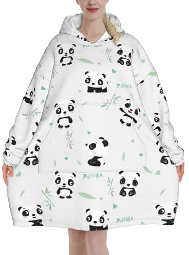JCAKES Panda Bambus Gemütliche und vielseitige Decke Hoodie – perfekt für Frauen, Erwachsene, Teenager, Kinder, Familien und Coup