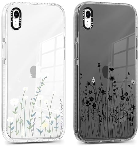 Xylota 2 Stück Handyhülle für iPhone X/iPhone XS 5,8 Hülle, Durchsichtig Aesthetic Blumen Muster Case, Weich Silikon Dünn TPU Stoßfeste Kratzfest Schutzhülle Frauen Mädchen Mode Cover für iPhone XS