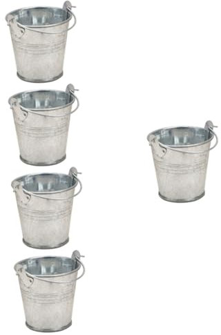 Vaguelly 5 Pièces Seau en étain pour Maison de poupée seaux Petit Seau en métal avec Anse Seau Artificiel Miniature Mini Glace Faux modèle de Seau à Glace Mini Seau baquet Ornements Le Fer