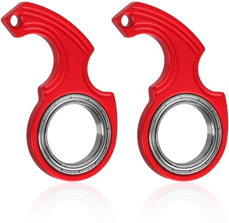 2pcs Porte-clés Fileur Jouet Agité, Portable, Porte-Clés Qui Tourne Les Doigts avec 2 Porte-Clés Drôle Porte-Clés Jouets pour Adultes Adolescents Exercice des Doigts (Rouge)