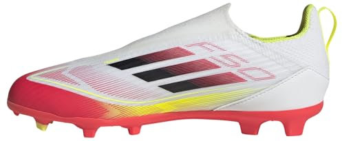 adidas F50 League Laceless Football Boots FG/MG Kids, Zapatillas Unisex Adulto, FTWR White/Core Black/Solar Yellow, 38 EU