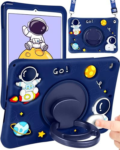 SurgeCraft for iPad Mini 4/5 Case 7.9 Inch - Cute Astronaut Girls Cover Kawaii Boys Women with Strap and Handle Stand, Soft Silicone Covers for Apple iPad Mini 5th/4th Generation Cases