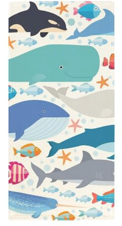 FZRTGOP Walhai Delphin Handtücher Washclappen Handtuch Maschinenwaschbar Gästehandtücher Küchentücher 73x35cm
