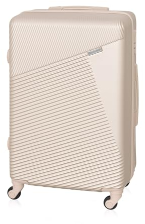 BETLEWSKI - Handgepäck Koffer Hartschale - Reisekoffer mit 4 Rollen - Leicht Hartschalenkoffer ABS Rollkoffer mit Schloss - Modell Jupiter (Beige)