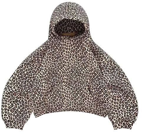 Oversized Leopard Print Hoodie - Cheetah Print Streetwear Pullover Sweatshirt Hooded Y2k Graphic Hoodies for Women