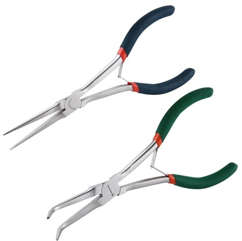 SPEEDWOX Mini Long Nose Pliers Set - Angled Needle Nose Pliers for Jewelry Making, Bending Wire & Small Object Gripping