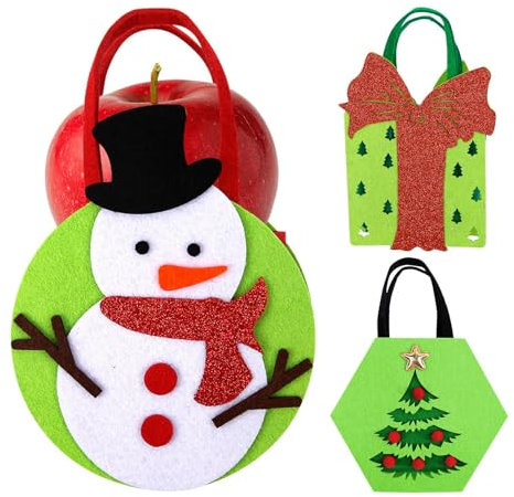 Christmas Goodie Bags for Kids Non-Woven Christmas Bags Christmas Tote Bags for Shopping Christmas Candy Bags with Handles Santa Themed Goodie Bags Large Christmas Treat Bags Christmas