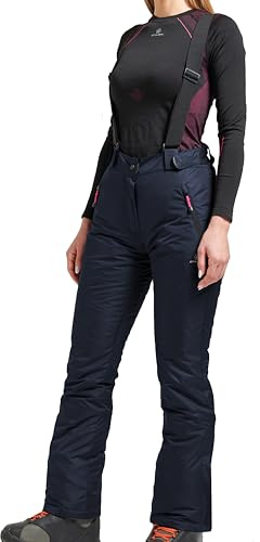 ATHL DPT. Pantalon de ski/snowboard chaud pour femme, pantalon de neige, imperméable, 5000 mm, avec bretelles amovibles, dblue, L