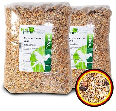 FumyFutter Garten- & Parkvogel, Premium - Vogelfutter Wildvögel ganzjährig ohne Schalen mit Erdnüssen, Sonnenblumenkernen und Rosinen - Ganzjahresfutter schalenlos - 10kg, 2X 5kg Beutel