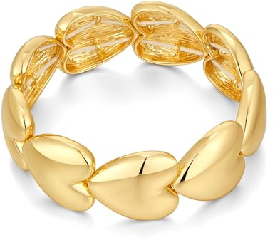 WOWORAMA Chunky Kettenarmband für Damen verstellbar elastisch dehnbare Gliederarmbänder dickes klobiges Statement Armband Gold/Silber