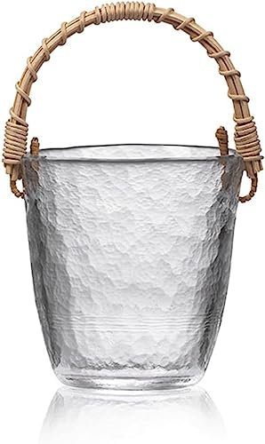 Ice Bucket,Rattan Portable Glass Fruit Basket,Home Ice Bucket Drink Bucket Water Bucket Champagne Beer Wine Cooler for il Party Wine Dry Fruit Tray Wine Bucket