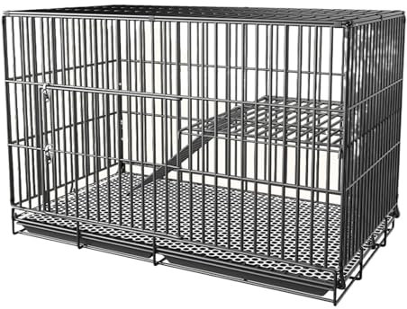 Pet's Home， Hasenkäfig, 2-lagiger Kaninchenkäfig for den Innenbereich mit tiefen ausziehbaren Tabletts und Antikollisionsschloss, Keine Installation erforderlich, Kleintierhaus for Kaninchen, Katzen,