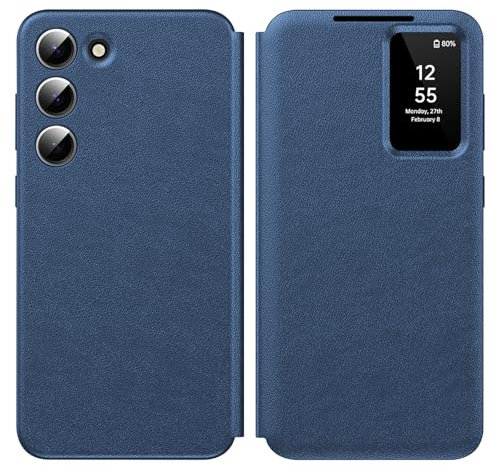 für Samsung S22 Smart View Hülle, Wallet Smartphone Case, für Samsung Galaxy S22 Handyhülle Clear View, Spiegel Flip, Kartenfach Cover, Sichtfenster, Galaxy S22 5G Smart View