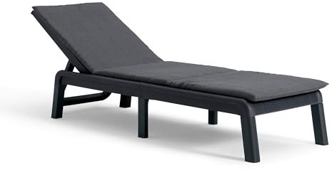 Keter Mallorca 4-stufig verstellbare Sonnenliege - Grau | Liege Outdoor Liege mit Jute-Effekt Textur | Atmungsaktives & witterungsbeständiges Harz | Kompakte Lagerung | Einfache Montage