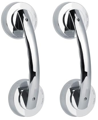 Barre d'Appui à Ventouse, 7,7 Pouces Poignée Douche Portable Barres d'Appui pour Baignoires et Douches Salle Bain Portes Coulissantes Salle Bain Cuisine Porte en Verre Antidérapant Main Coura (2Pcs)