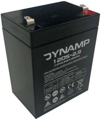 Dynamp 12DS-2.9 12V 2.9Ah VRLA AGM Maintenance-Free Rechargeable Battery – Durable SLA Backup Power for Security Systems, LED Lighting & Portable Devices, 79x55x102mm, 1.2kg, F1 Terminal, ABS Case