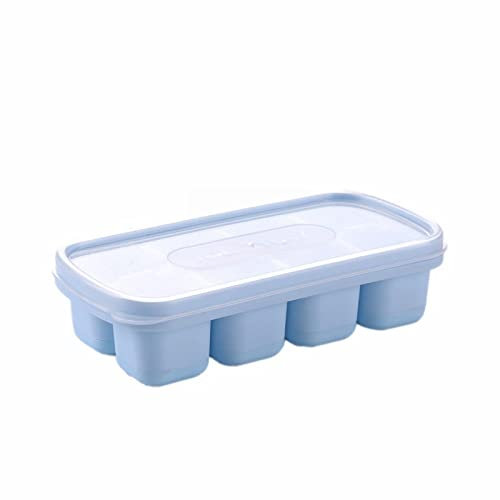 Silicone Ice Cube Tray with Lid - 8 Reusable Moulds BPA Free, Easy Release, Flexible Freezer Tray